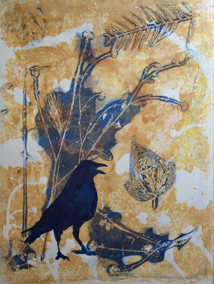 Raven with Leaf by Karen Fiorito 