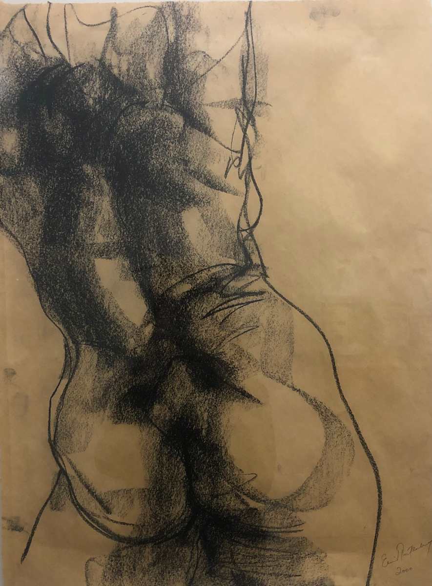 Charcoal Sketch Torso (Back view) by Emil Rutenberg, Image 1.