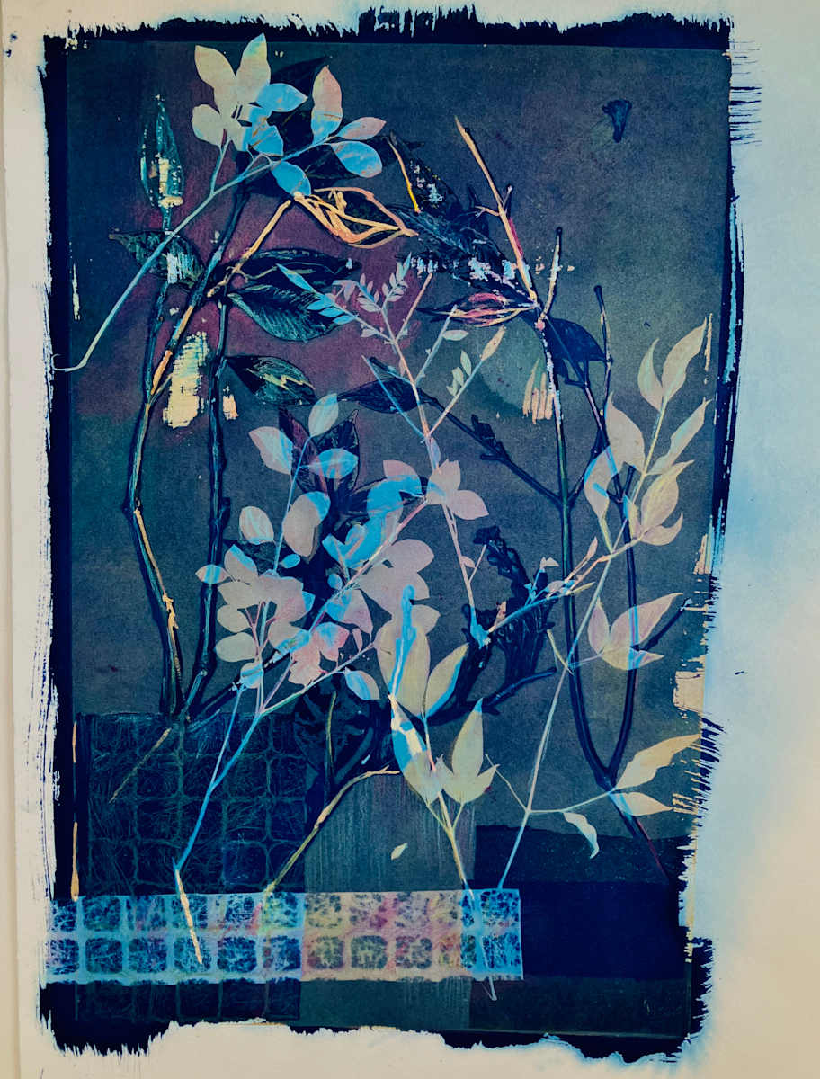Leaves Gray and Blue by Rhonda Burton, Image 1.
