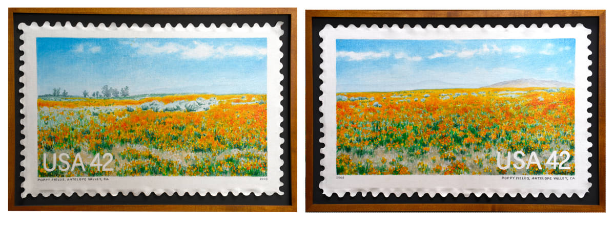 Poppy Fields, 2 stamps by Gary Polonsky 