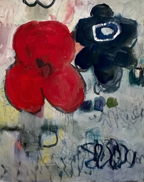 RED AND BLUE POPPIES by Judy Zimbert 