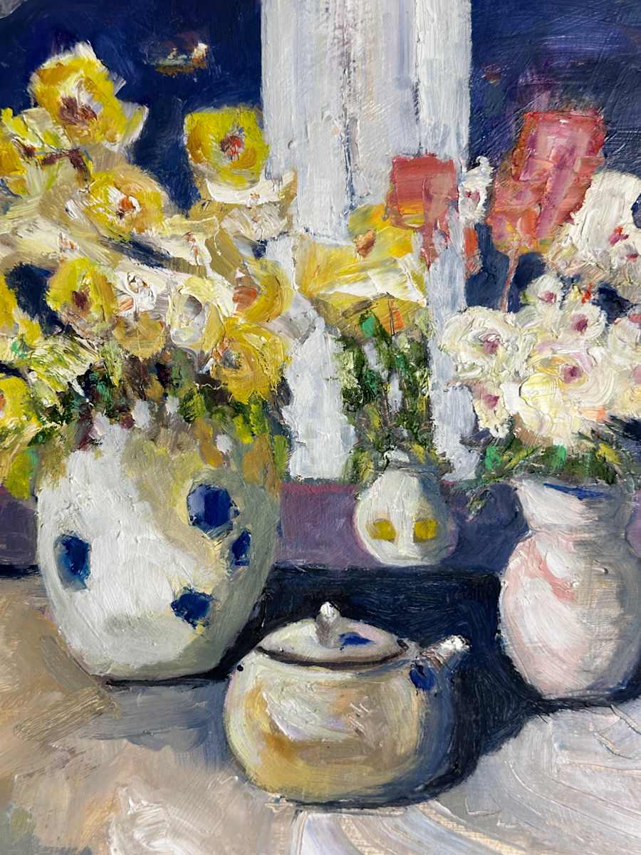 Still Life, Tea Pot with Flowers by Robert Zent Chew 