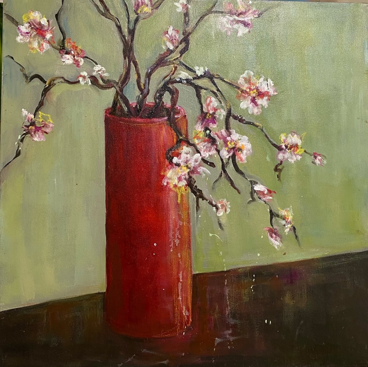 RED ASIAN VASE by Kathleen Losey 