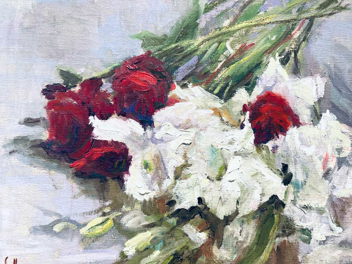 Wild Roses on Table by Joan Horsfall Young, Image 1.