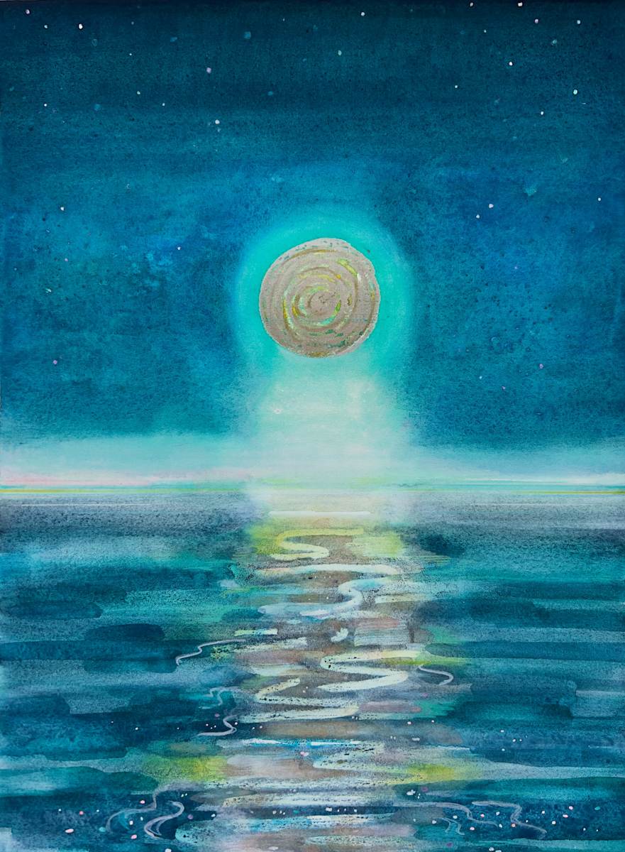 Gold Moonset by Laura Ball 