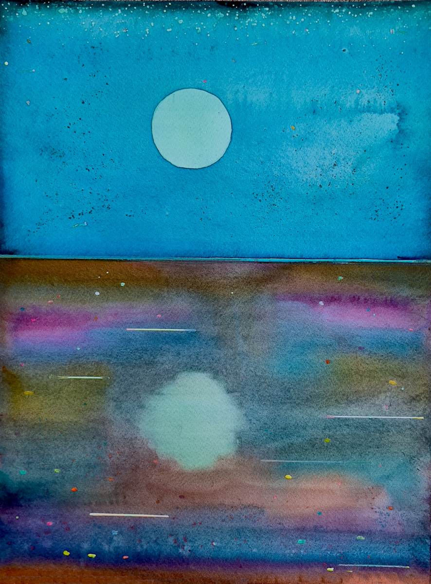 Green Moonset 4 by Laura Ball 