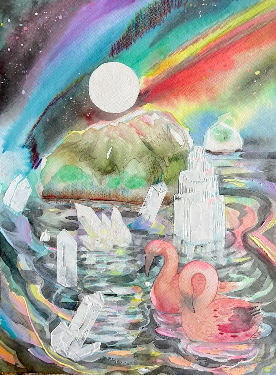 Flamingo Aurora 1 by Laura Ball 