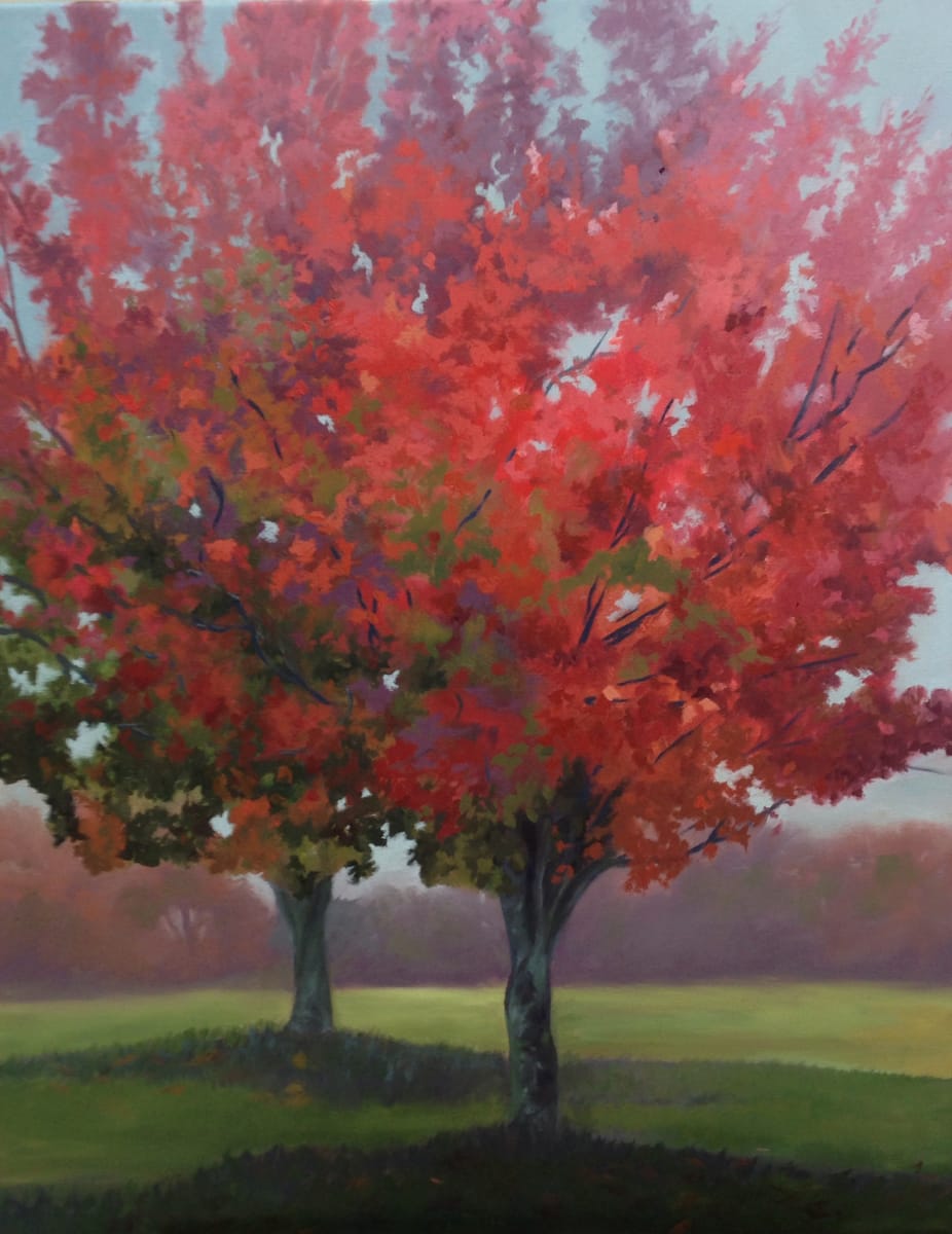 Twin Red Trees by pat wattam 