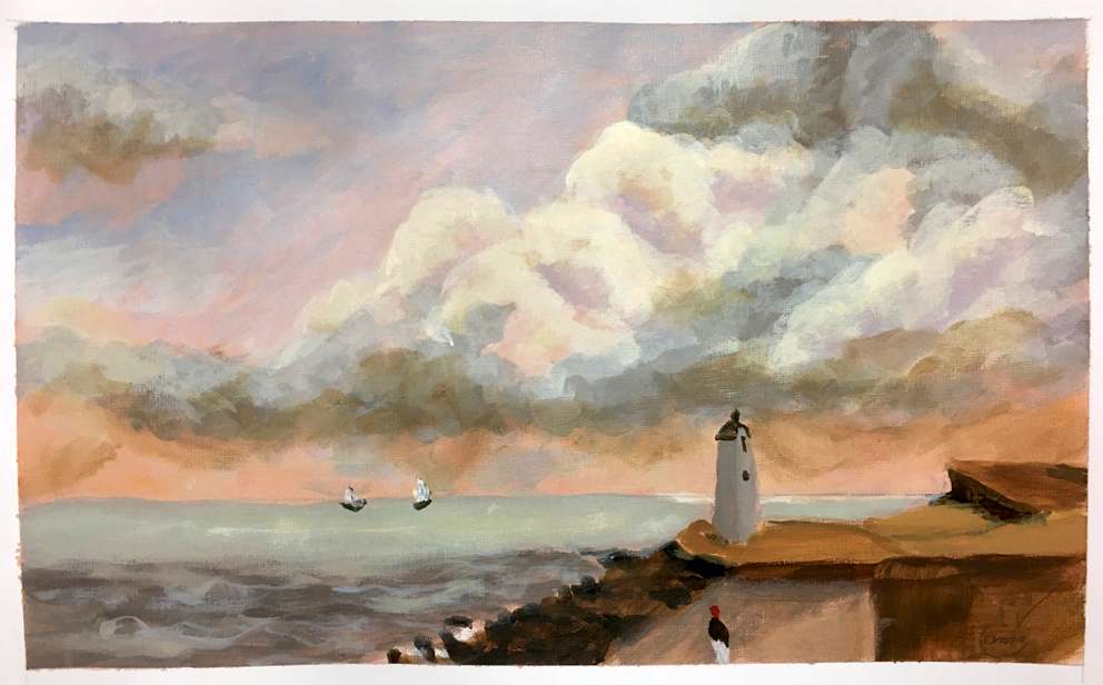 Merimaisema by Anne Engholm  Image: Merimaisema ja majakka.
Alkuperäinen teos John Constablen ( 1776 -  1837) Harwich Lighthouse 1820.