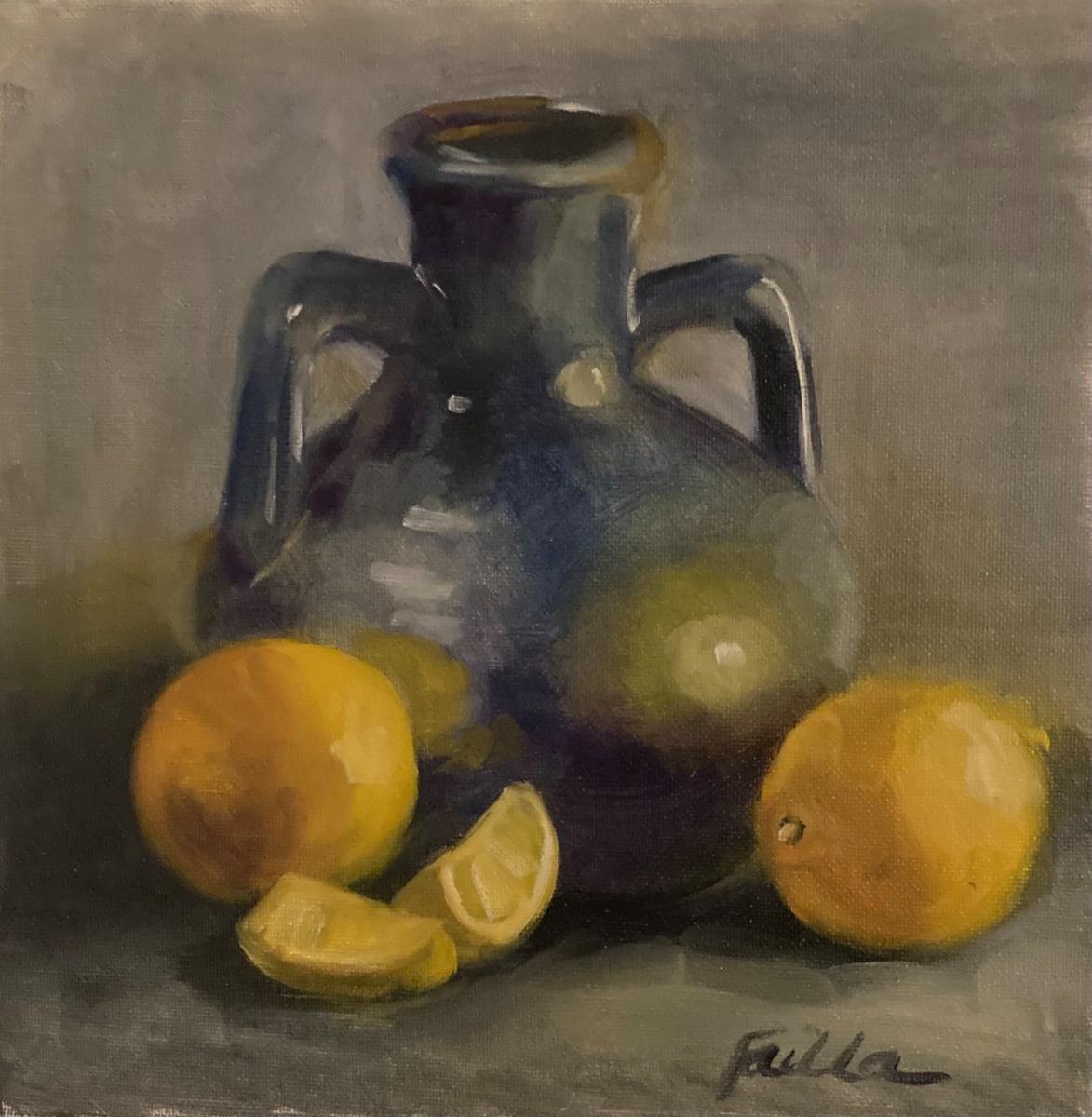 Blue Ceramic and Lemons by Fran Failla 
