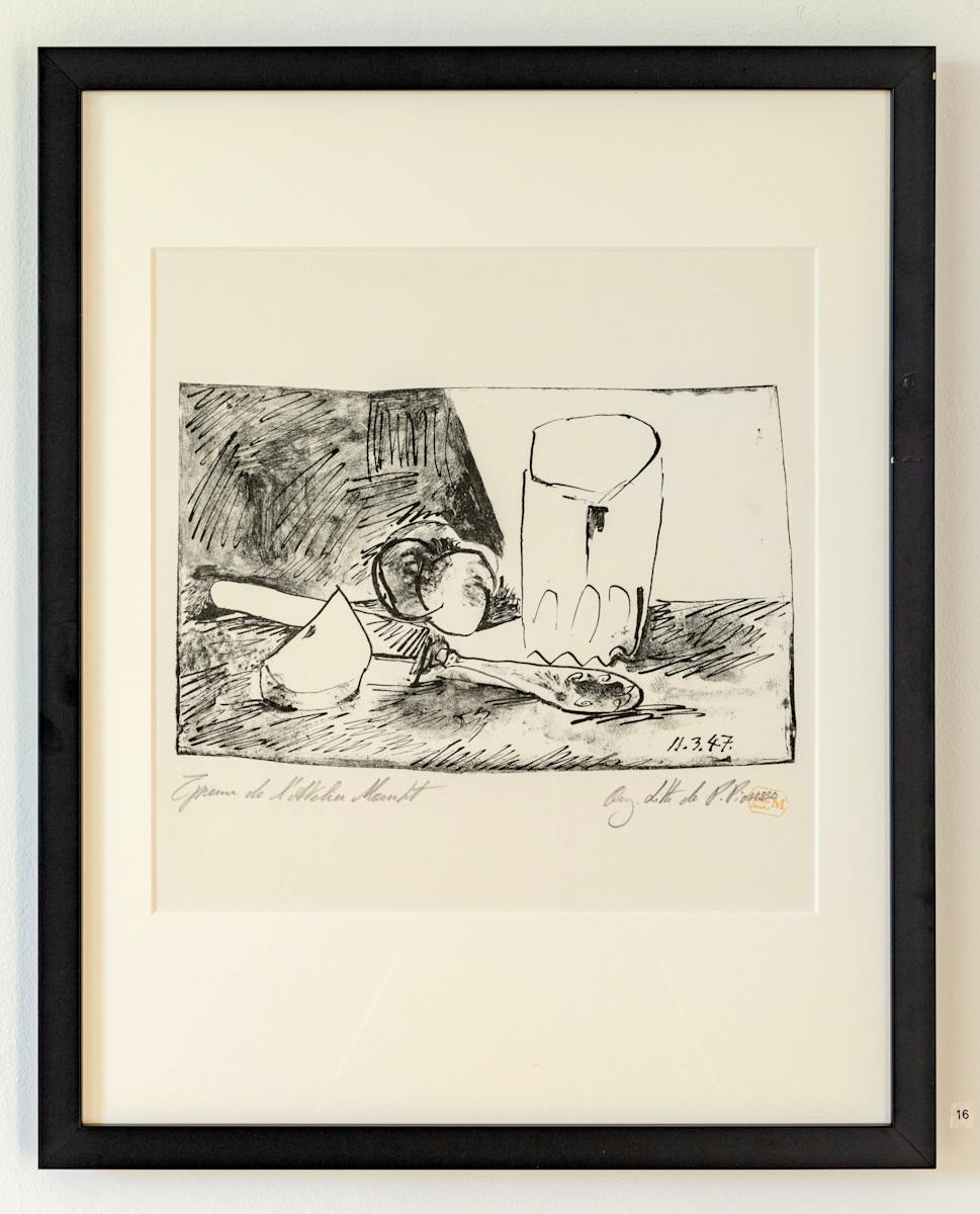 Pommes, Verre, et Couteau (Apples, Glass and Knife) by Pablo Picasso, Image 3.