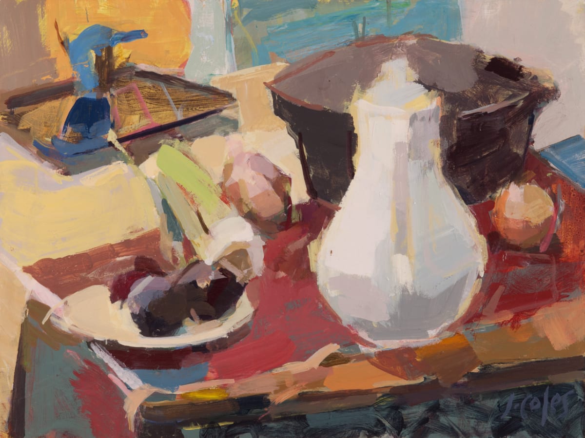 Blue Pitcher and Celery by Jessie Coles 