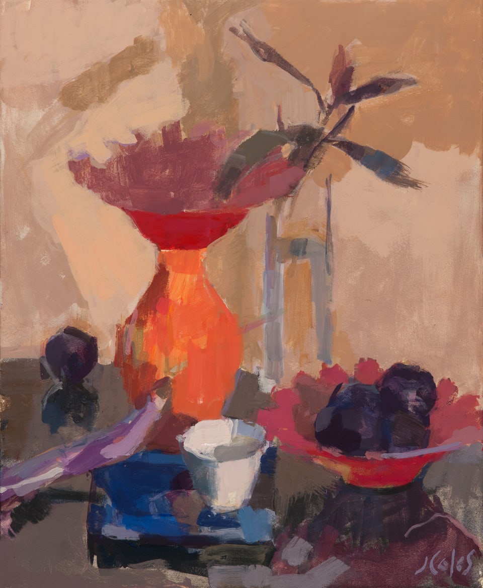 Red Glass Bowls by Jessie Coles, Image 1.