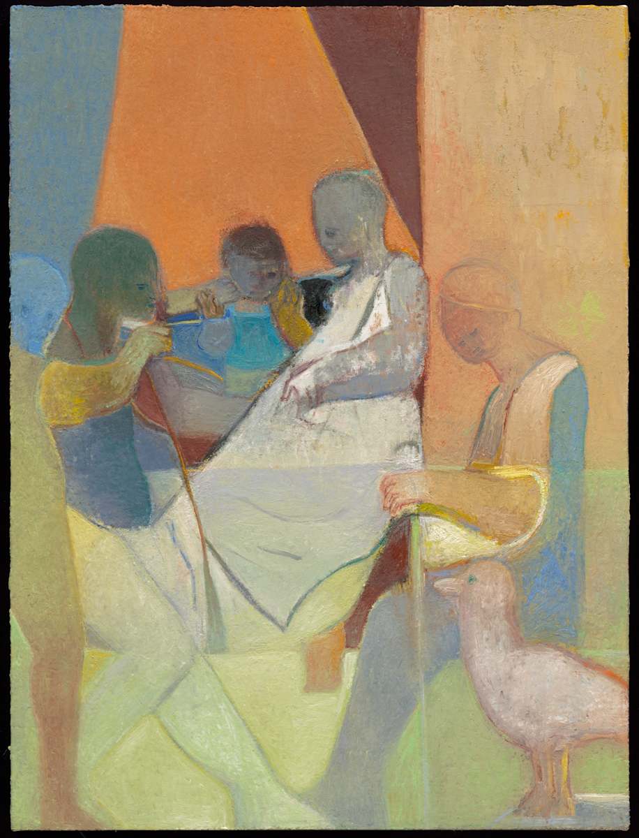 Four Figures, One Child and a Bird Again by Deborah Kahn 