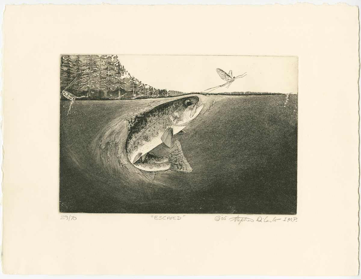 Escaped , framed etching by Stephen Mutsugoroh DiCerbo, Image 1.