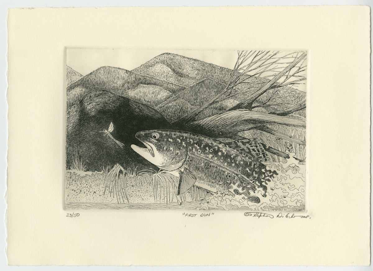 First Dun - etching by Stephen Mutsugoroh DiCerbo, Image 1.
