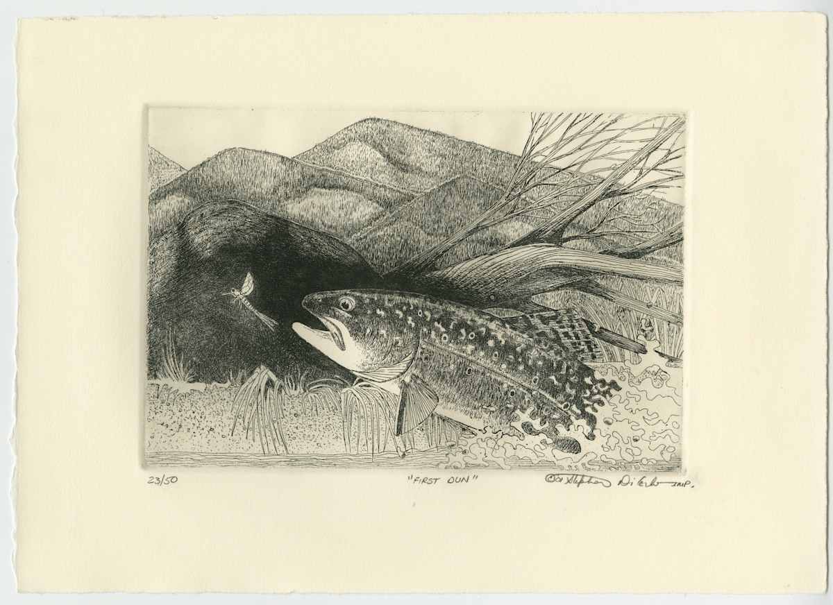 First Dun - etching 14/50, framed by Stephen Mutsugoroh DiCerbo, Image 1.
