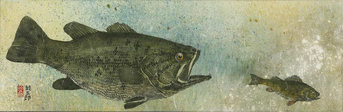 Largemouth Bass and Perch 4 (Gliclee') by Stephen Mutsugoroh DiCerbo  Image: Largemouth Bass and Perch 4
