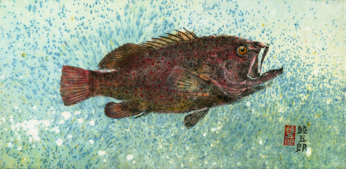 Pacific Strawberry Grouper 3 - framed by Stephen Mutsugoroh DiCerbo  Image: Pacific Strawberry Grouper 3- framed