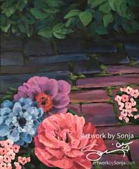Cottage Courtyard by Sonja Petersen , Image 1.