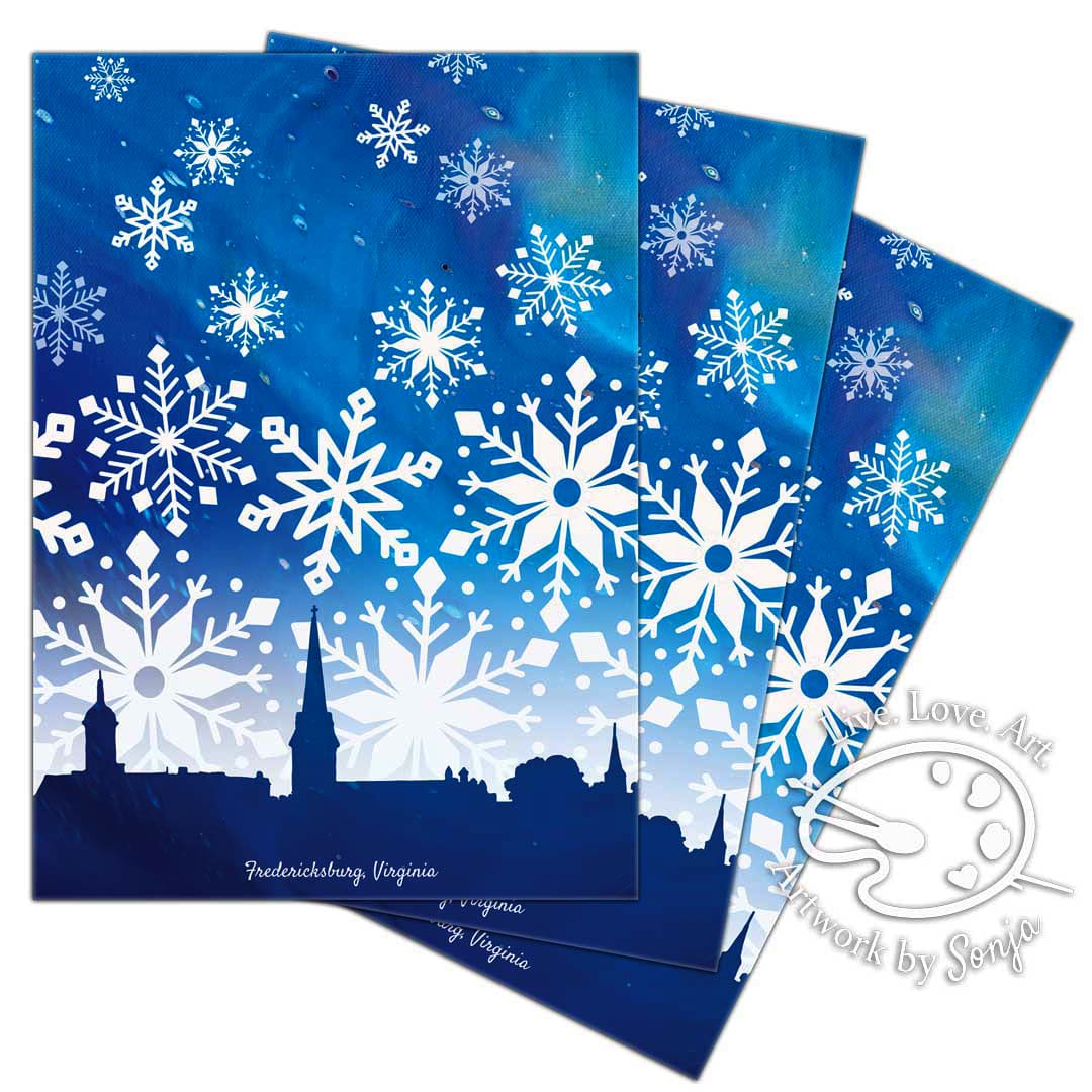 Snow Over Fxbg Greeting Cards by Sonja Petersen 