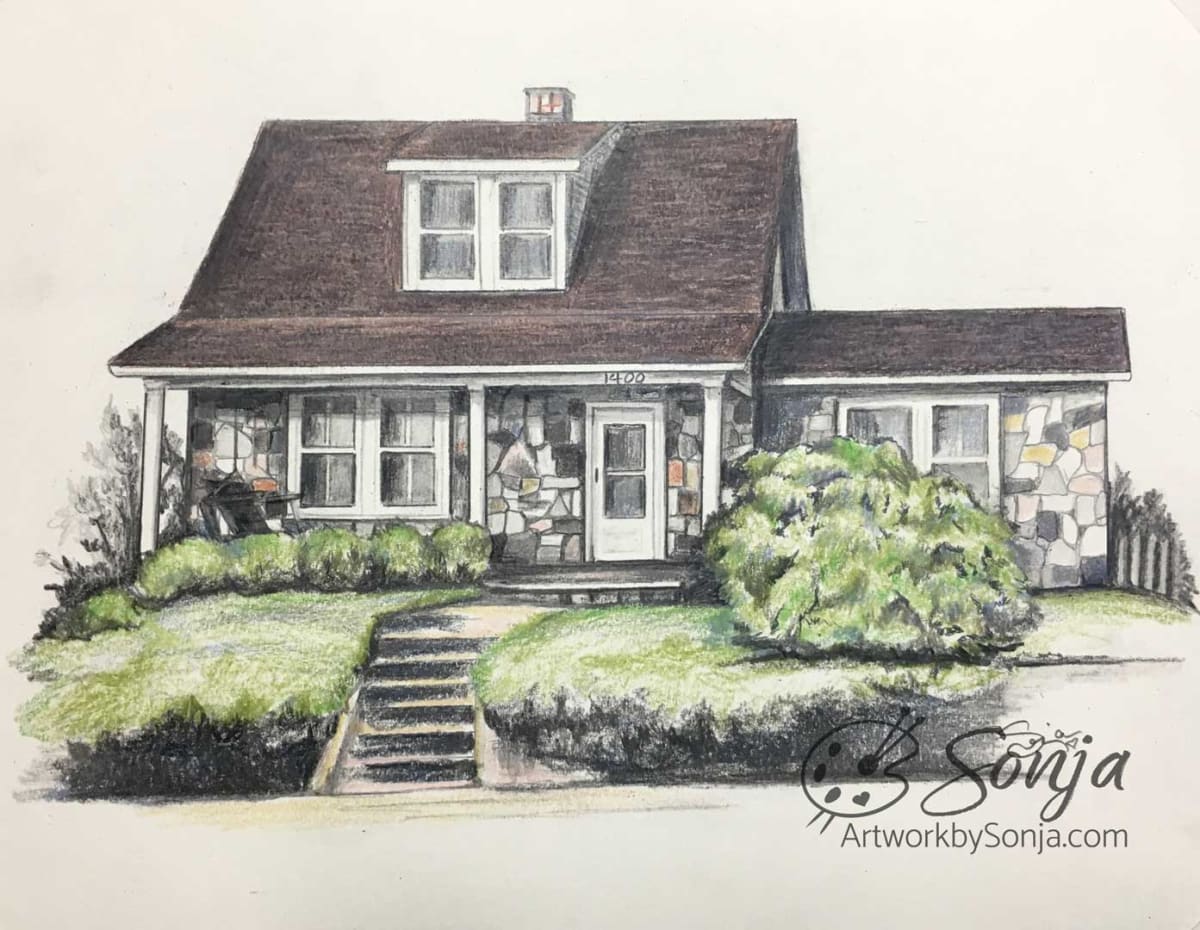 Historic Stone House Portrait by Sonja Petersen 