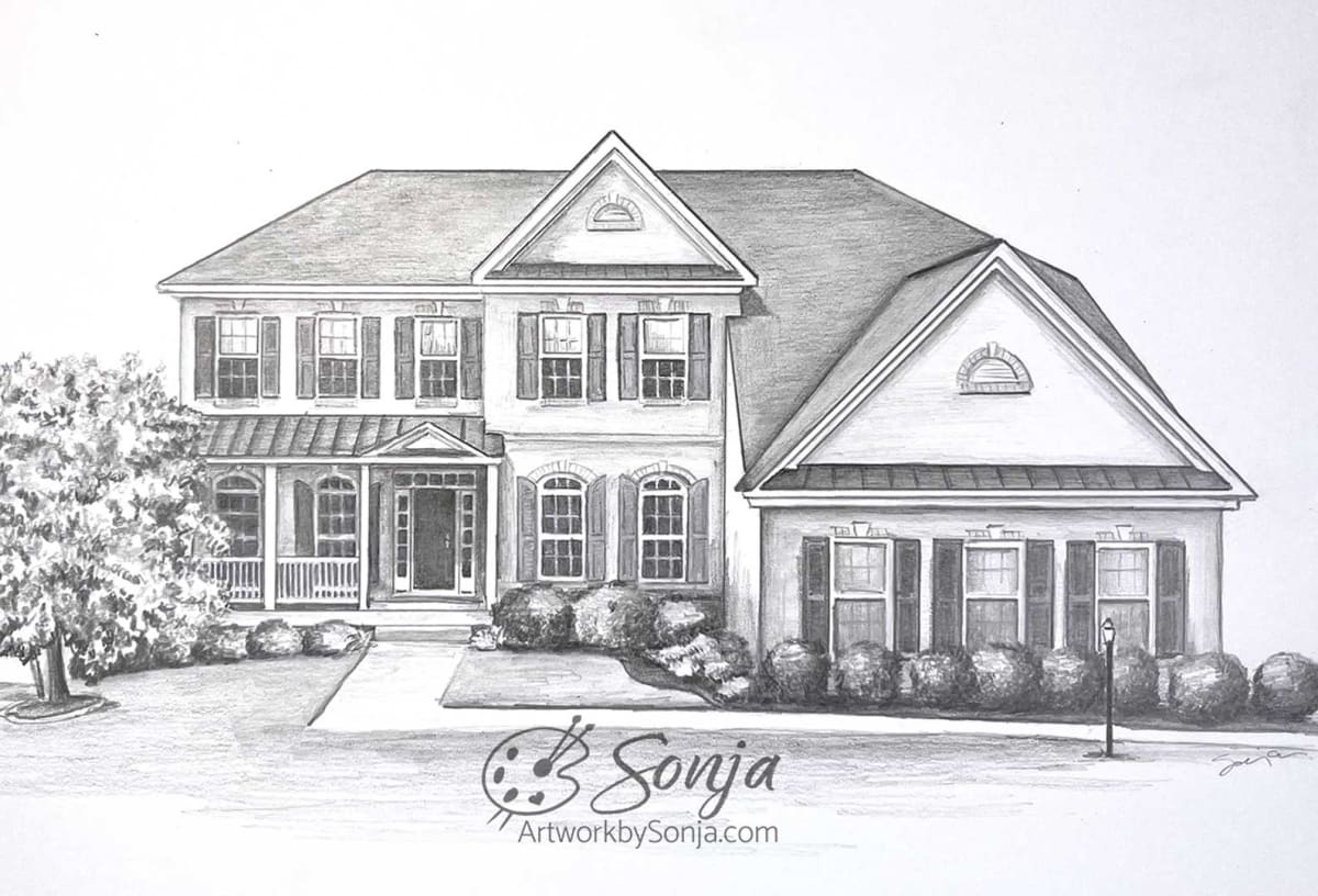 House Portrait Drawing by Sonja Petersen 