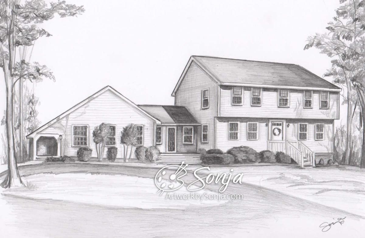 House Drawing in Pencils by Sonja Petersen 