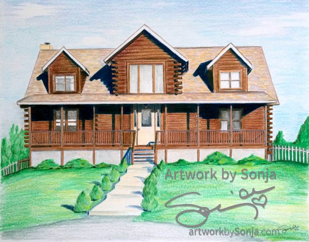 Log Cabin House Drawing by Sonja Petersen | Artwork Archive