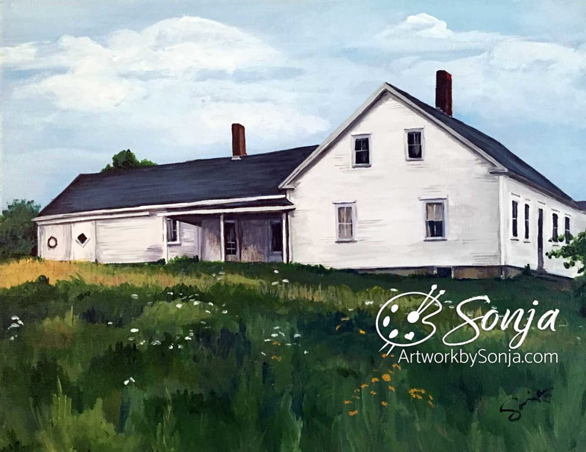 Maine Farmhouse Painting by Sonja Petersen 