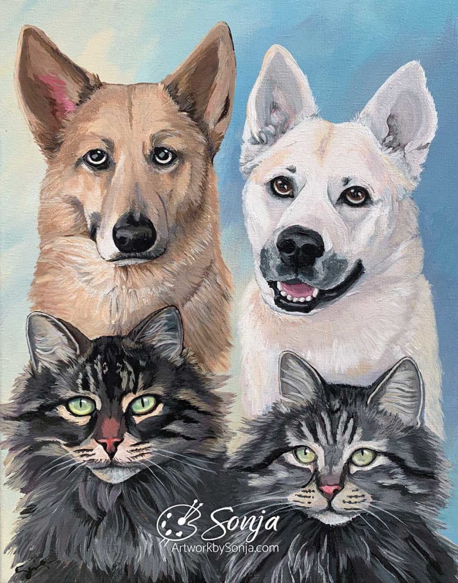 Painted Dogs and Cats Portrait by Sonja Petersen 