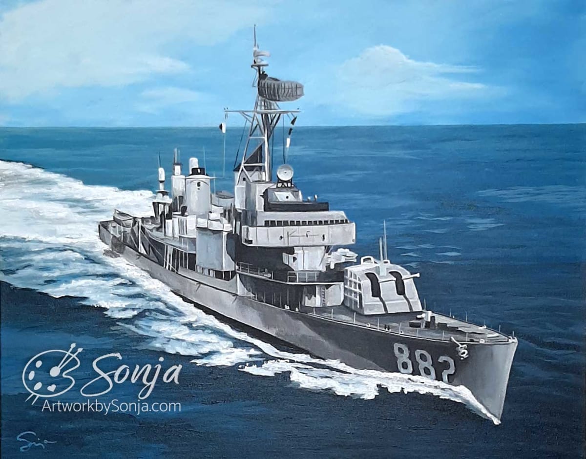 Seascape of USS Furse Destroyer Painting by Sonja by Sonja Petersen 