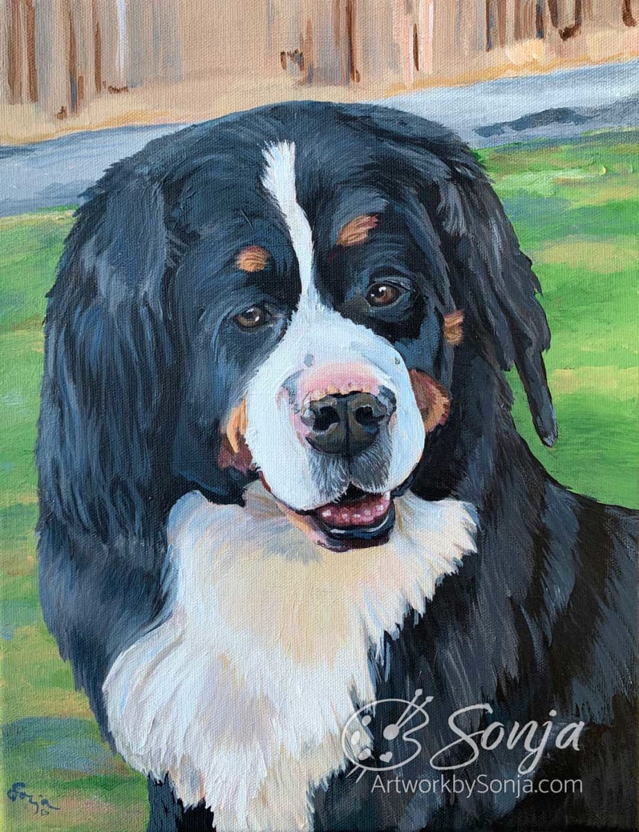 Pyrenees Mountain Dog Portrait by Sonja Petersen 