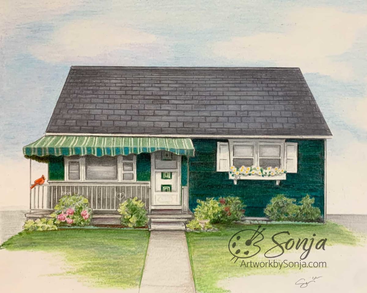 Shore House Drawing by Sonja by Sonja Petersen 