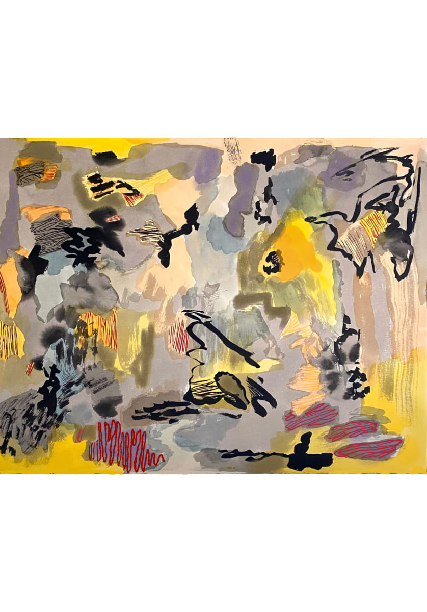 Landscape in Yellow after Kandinsky by jennifer wiggs  Image: Watercolor, ink