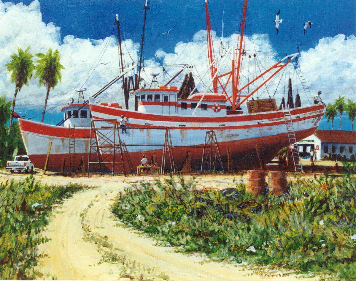 Drydocked Shrimpboat Pair by Richard S. Hall 