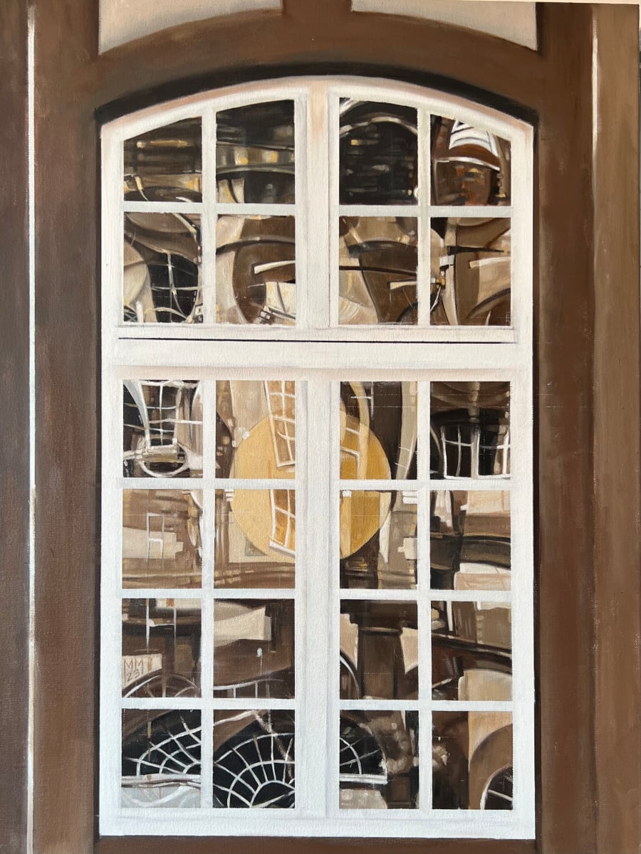 Closed Window by Michael Moore  Image: Sold to someone who was senior lecturer in this very building years ago.
He recognised the location from this painting which I find impressive!