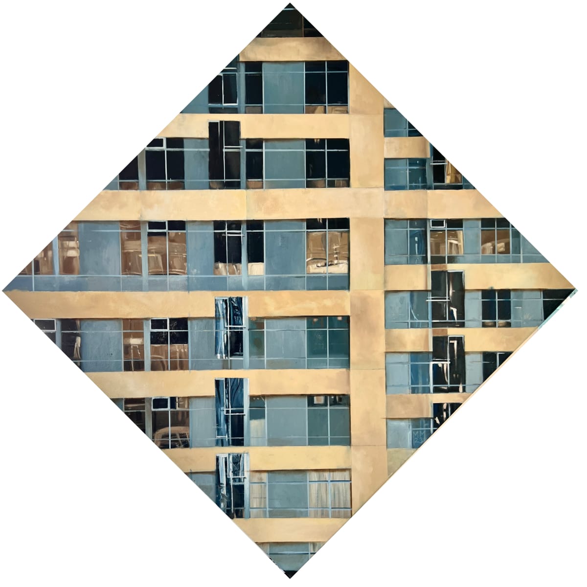 Homage To Piet Mondrian: Composition With Grid VI by Michael Moore  Image: Hangs as a diamond the same as some of Mondrian’s pieces