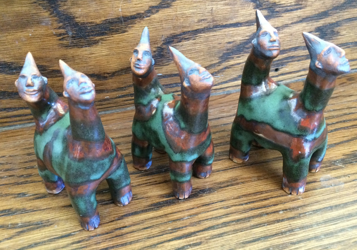 3 stripped mini double headers by Nell Eakin 