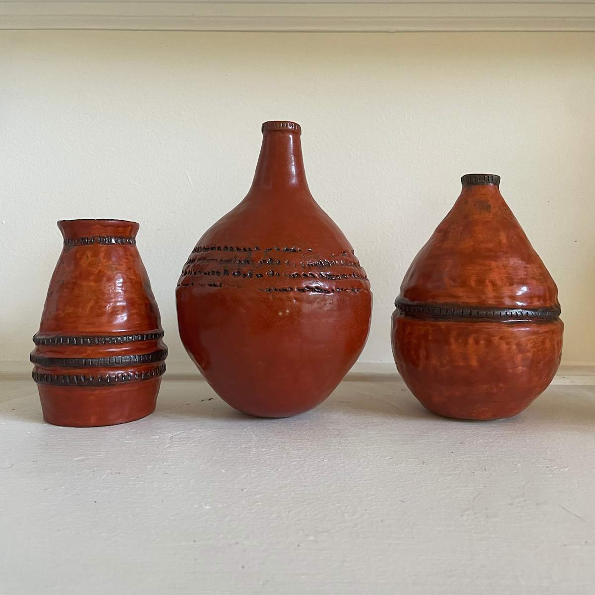3 Red Vases by Nell Eakin, Image 1.