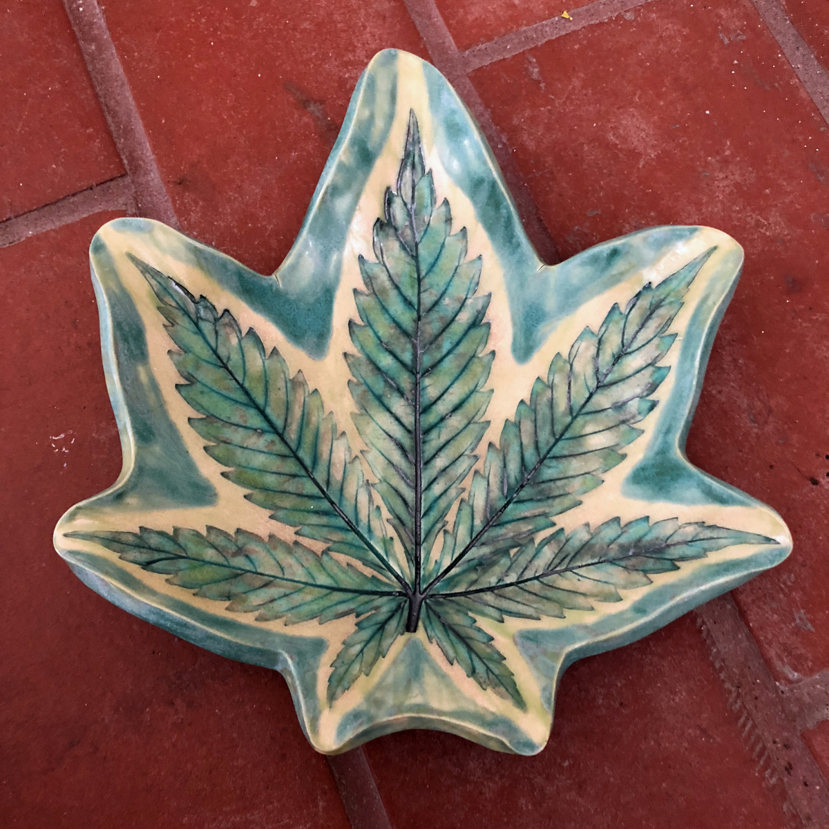 Wild Emerald Leaf tray by Nell Eakin 