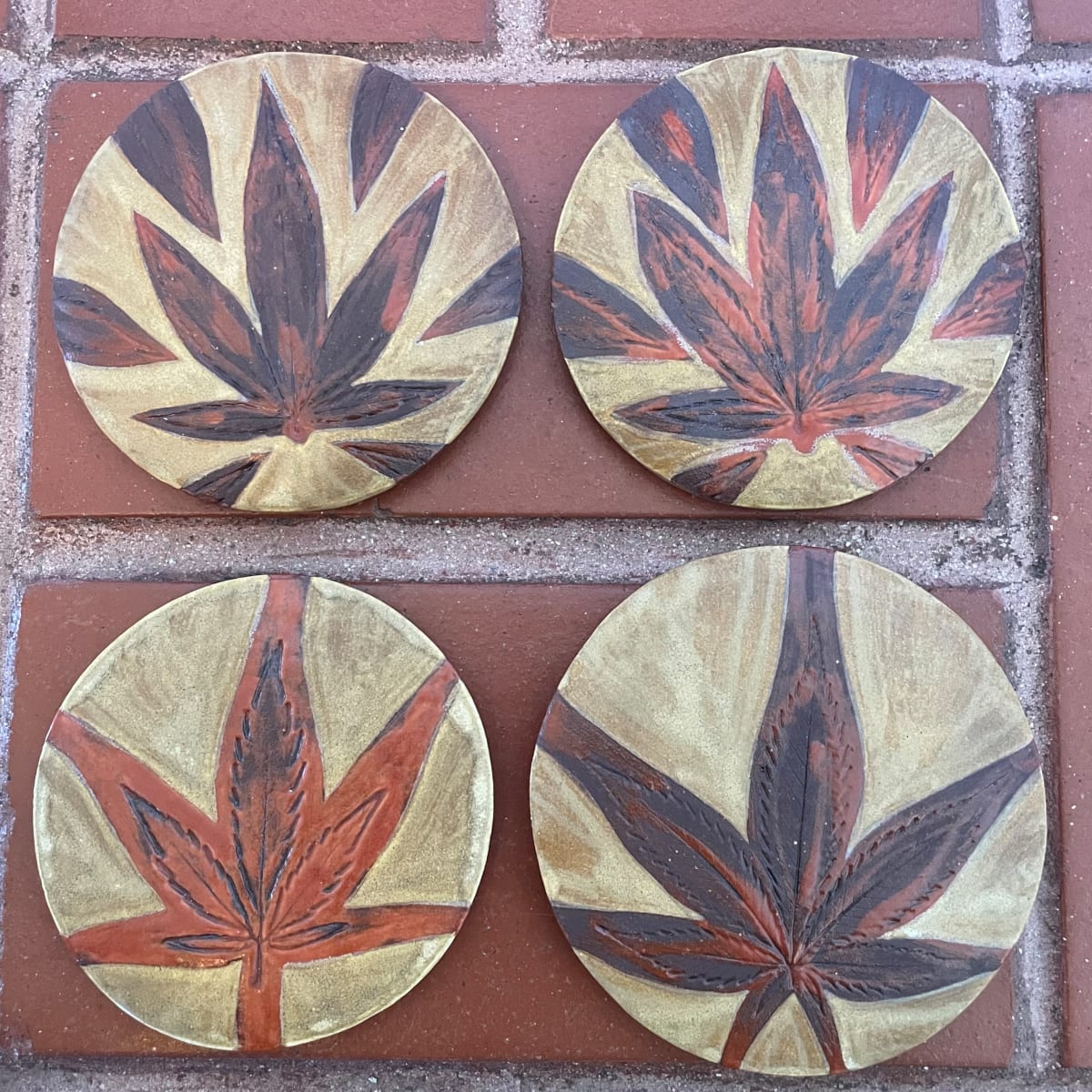 Weed coasters in the Grande Royale glaze combo 