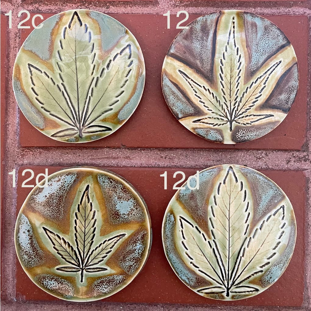 Weed coasters in the Trail Blazer glaze combo 