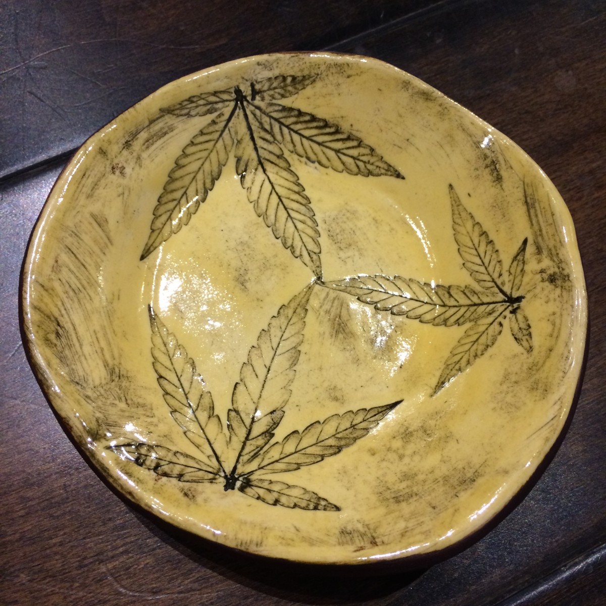 Round yellow Tri - and you shall succeed tray by Nell Eakin 