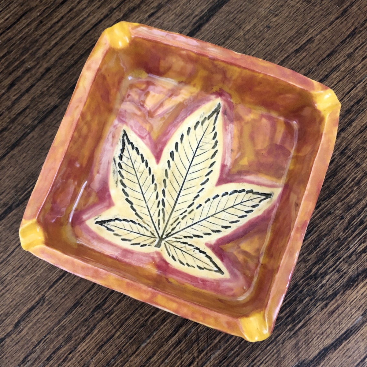 Orange power 5 leaf tray by Nell Eakin 
