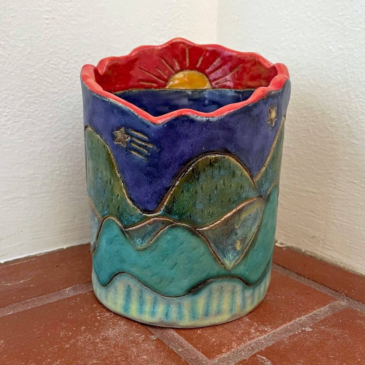 Sunset Landscape Vase by Nell Eakin 