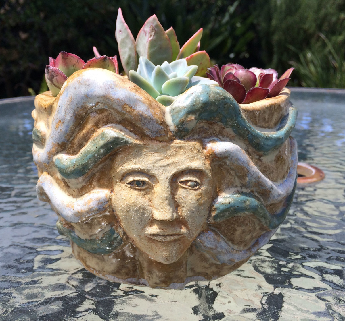 Double Medusa succulent pot  by Nell Eakin 