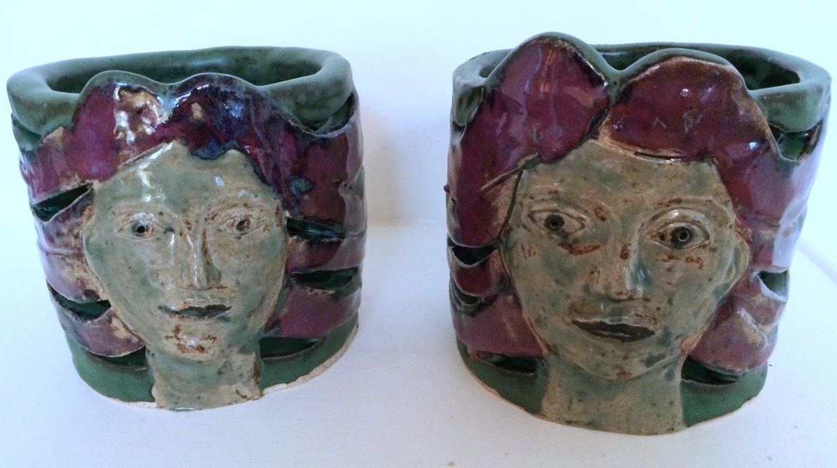 Eclectic lady land pots for electric columnar candles by Nell Eakin 