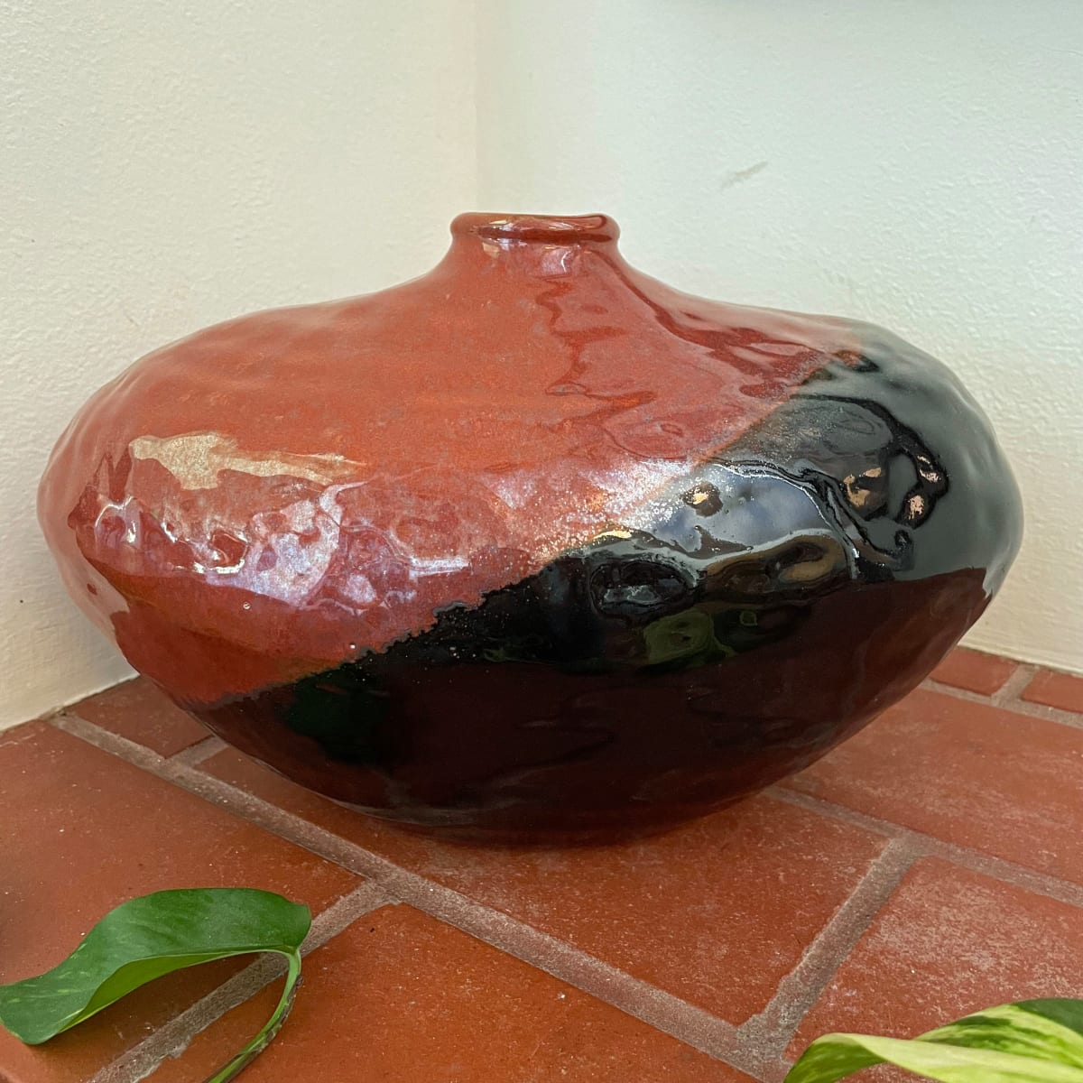 Red and Black Oval Vase #1 by Nell Eakin 