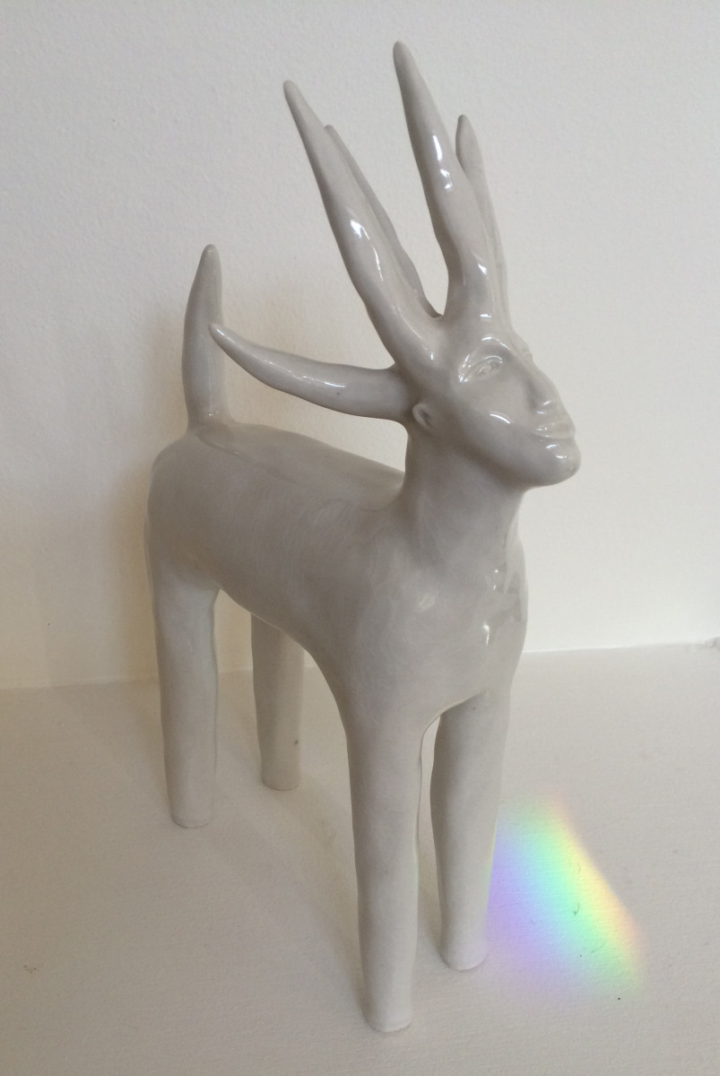 Phidias the Centaur, a Multi-corn, porcelain, clay creation by Nell Eakin 